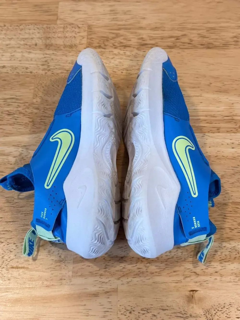 Nike Flex Runner 3 Toddler Shoes Blue and Lime Green Kids 1.5Y